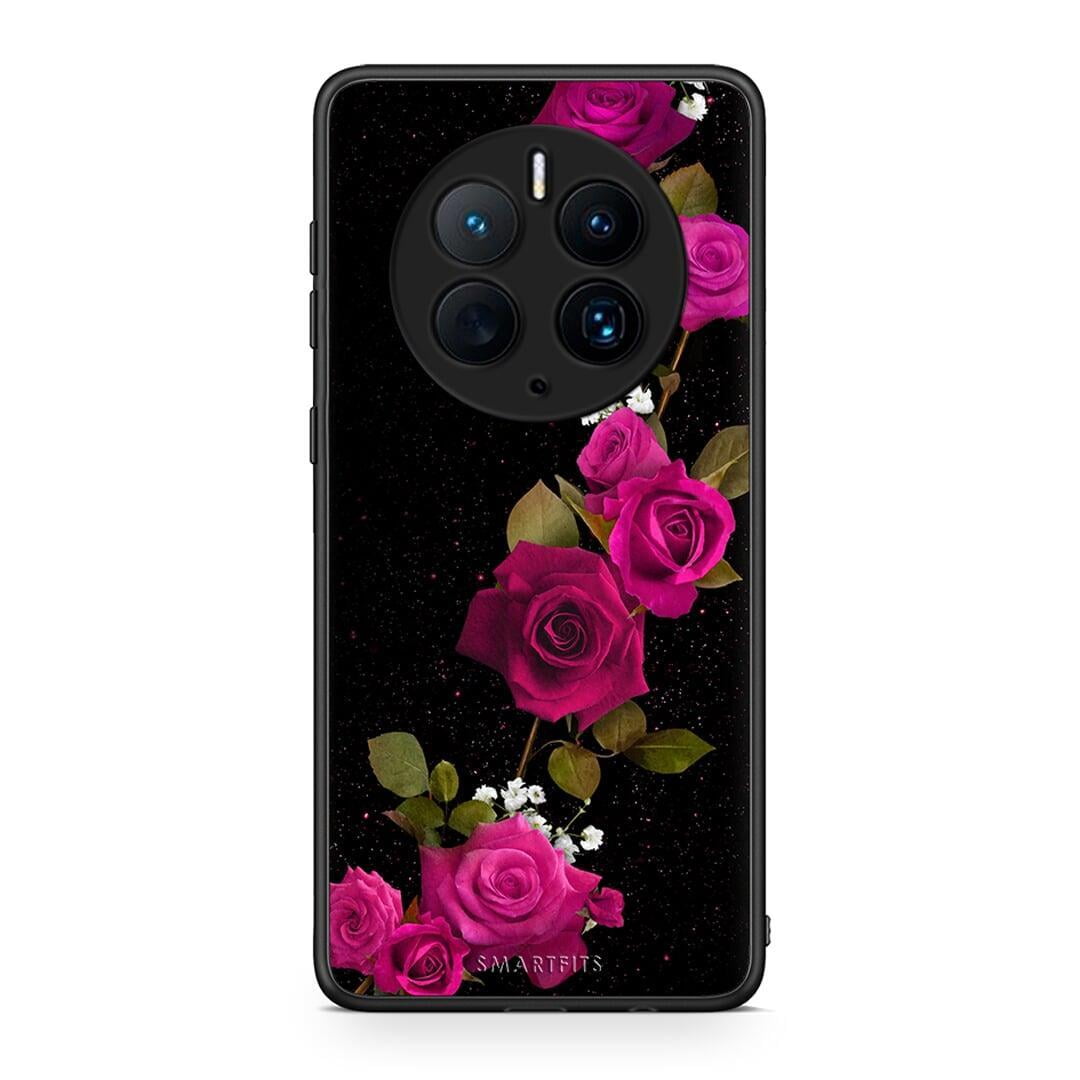 Θήκη Huawei Mate 50 Pro Flower Red Roses από τη Smartfits με σχέδιο στο πίσω μέρος και μαύρο περίβλημα | Huawei Mate 50 Pro Flower Red Roses Case with Colorful Back and Black Bezels