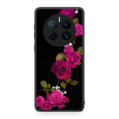 Θήκη Huawei Mate 50 Pro Flower Red Roses από τη Smartfits με σχέδιο στο πίσω μέρος και μαύρο περίβλημα | Huawei Mate 50 Pro Flower Red Roses Case with Colorful Back and Black Bezels