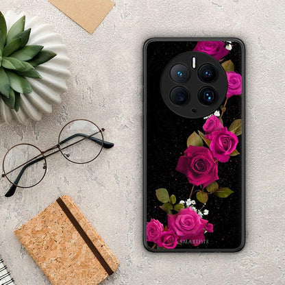 Θήκη Huawei Mate 50 Pro Flower Red Roses από τη Smartfits με σχέδιο στο πίσω μέρος και μαύρο περίβλημα | Huawei Mate 50 Pro Flower Red Roses Case with Colorful Back and Black Bezels