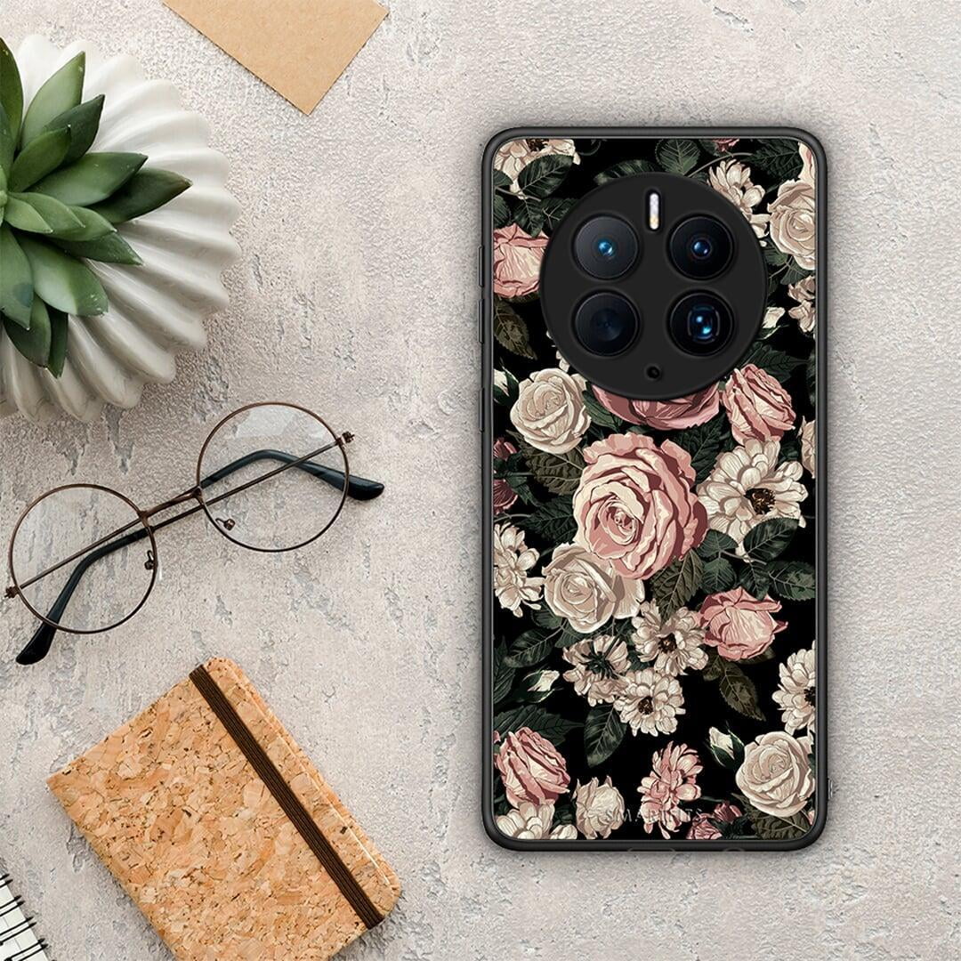 Θήκη Huawei Mate 50 Pro Flower Wild Roses από τη Smartfits με σχέδιο στο πίσω μέρος και μαύρο περίβλημα | Huawei Mate 50 Pro Flower Wild Roses Case with Colorful Back and Black Bezels