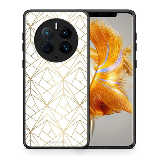 Θήκη Huawei Mate 50 Pro Geometric Luxury White από τη Smartfits με σχέδιο στο πίσω μέρος και μαύρο περίβλημα | Huawei Mate 50 Pro Geometric Luxury White Case with Colorful Back and Black Bezels