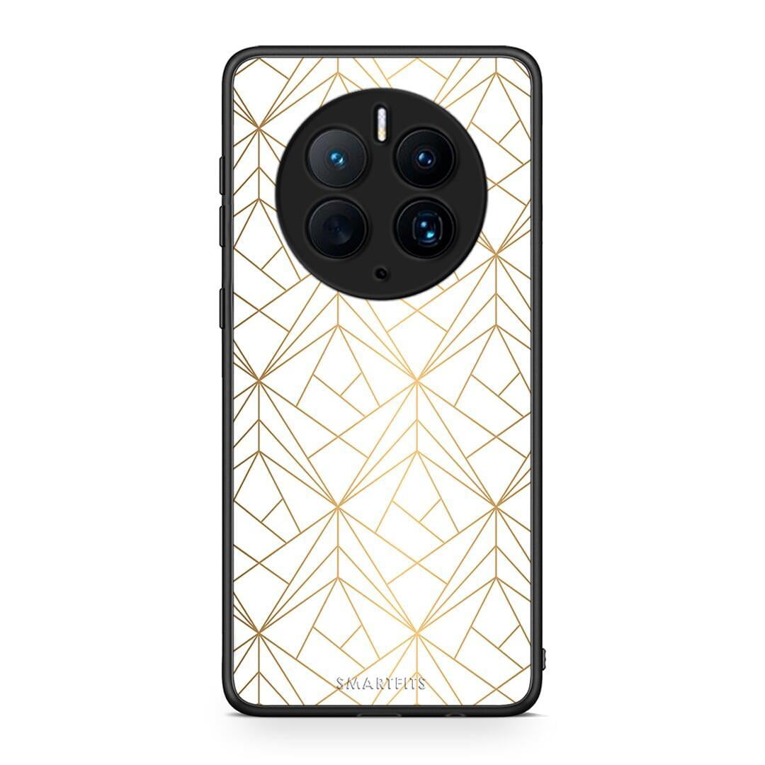Θήκη Huawei Mate 50 Pro Geometric Luxury White από τη Smartfits με σχέδιο στο πίσω μέρος και μαύρο περίβλημα | Huawei Mate 50 Pro Geometric Luxury White Case with Colorful Back and Black Bezels