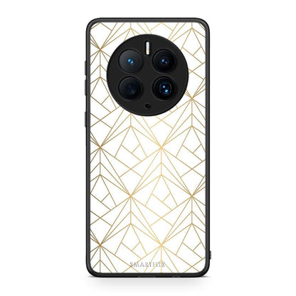 Θήκη Huawei Mate 50 Pro Geometric Luxury White από τη Smartfits με σχέδιο στο πίσω μέρος και μαύρο περίβλημα | Huawei Mate 50 Pro Geometric Luxury White Case with Colorful Back and Black Bezels