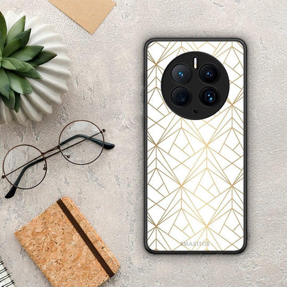 Θήκη Huawei Mate 50 Pro Geometric Luxury White από τη Smartfits με σχέδιο στο πίσω μέρος και μαύρο περίβλημα | Huawei Mate 50 Pro Geometric Luxury White Case with Colorful Back and Black Bezels