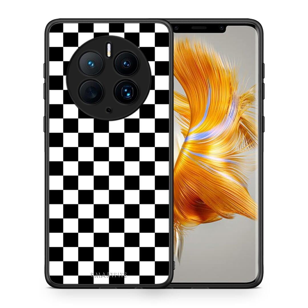 Θήκη Huawei Mate 50 Pro Geometric Squares από τη Smartfits με σχέδιο στο πίσω μέρος και μαύρο περίβλημα | Huawei Mate 50 Pro Geometric Squares Case with Colorful Back and Black Bezels