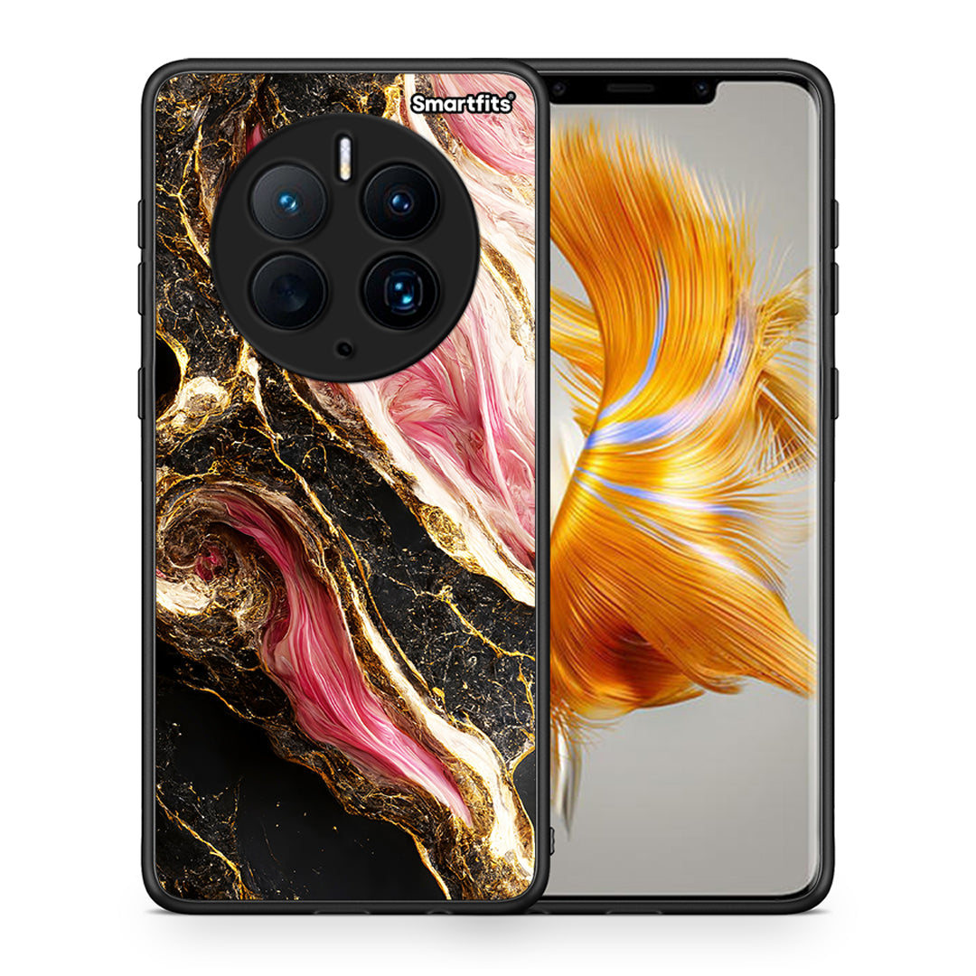 Θήκη Huawei Mate 50 Pro Glamorous Pink Marble από τη Smartfits με σχέδιο στο πίσω μέρος και μαύρο περίβλημα | Huawei Mate 50 Pro Glamorous Pink Marble Case with Colorful Back and Black Bezels