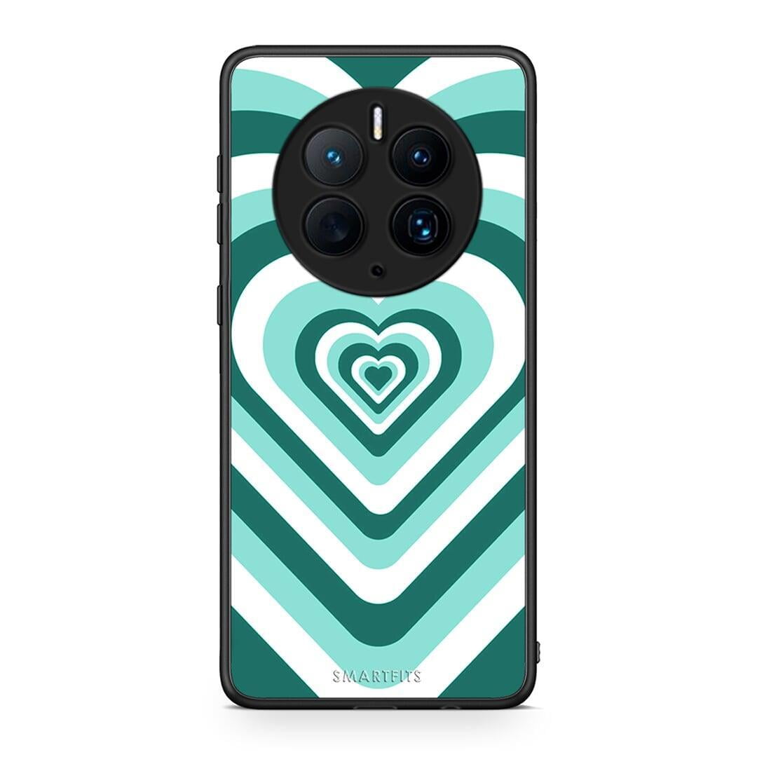 Θήκη Huawei Mate 50 Pro Green Hearts από τη Smartfits με σχέδιο στο πίσω μέρος και μαύρο περίβλημα | Huawei Mate 50 Pro Green Hearts Case with Colorful Back and Black Bezels