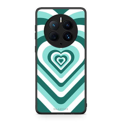 Θήκη Huawei Mate 50 Pro Green Hearts από τη Smartfits με σχέδιο στο πίσω μέρος και μαύρο περίβλημα | Huawei Mate 50 Pro Green Hearts Case with Colorful Back and Black Bezels