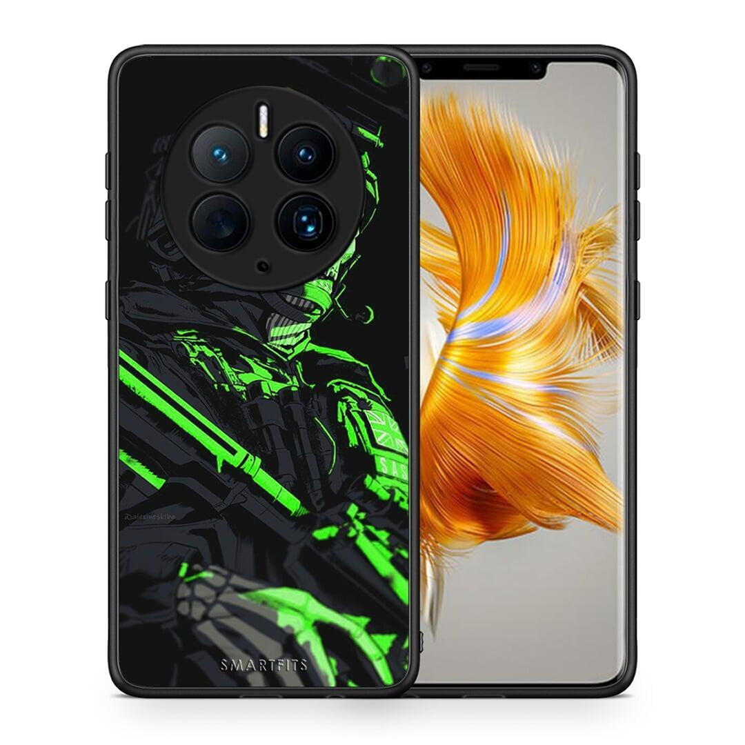 Θήκη Huawei Mate 50 Pro Green Soldier από τη Smartfits με σχέδιο στο πίσω μέρος και μαύρο περίβλημα | Huawei Mate 50 Pro Green Soldier Case with Colorful Back and Black Bezels