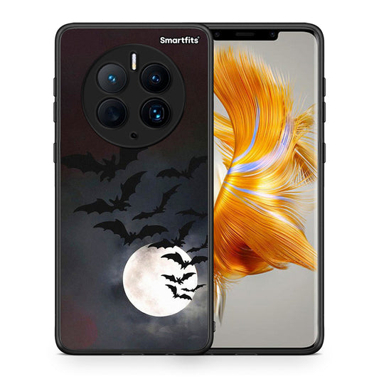 Θήκη Huawei Mate 50 Pro Halloween Bat Night από τη Smartfits με σχέδιο στο πίσω μέρος και μαύρο περίβλημα | Huawei Mate 50 Pro Halloween Bat Night Case with Colorful Back and Black Bezels