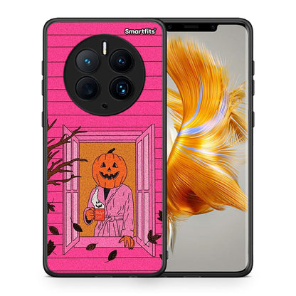 Θήκη Huawei Mate 50 Pro Halloween Pumpkin Lady από τη Smartfits με σχέδιο στο πίσω μέρος και μαύρο περίβλημα | Huawei Mate 50 Pro Halloween Pumpkin Lady Case with Colorful Back and Black Bezels