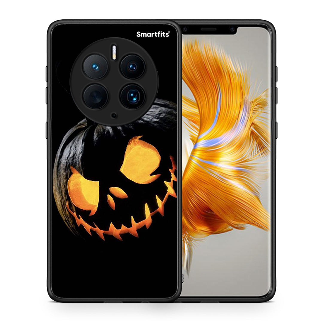 Θήκη Huawei Mate 50 Pro Halloween Scary Pumpkin από τη Smartfits με σχέδιο στο πίσω μέρος και μαύρο περίβλημα | Huawei Mate 50 Pro Halloween Scary Pumpkin Case with Colorful Back and Black Bezels