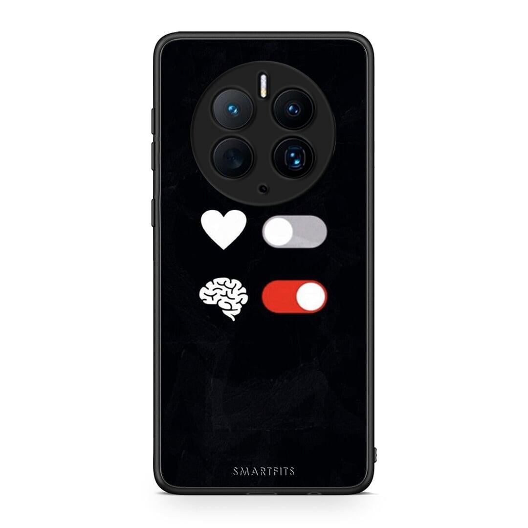 Θήκη Huawei Mate 50 Pro Heart Vs Brain από τη Smartfits με σχέδιο στο πίσω μέρος και μαύρο περίβλημα | Huawei Mate 50 Pro Heart Vs Brain Case with Colorful Back and Black Bezels