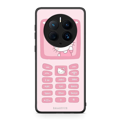 Θήκη Huawei Mate 50 Pro Hello Kitten από τη Smartfits με σχέδιο στο πίσω μέρος και μαύρο περίβλημα | Huawei Mate 50 Pro Hello Kitten Case with Colorful Back and Black Bezels