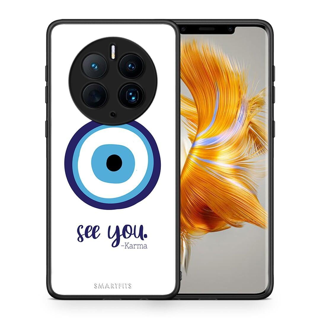 Θήκη Huawei Mate 50 Pro Karma Says από τη Smartfits με σχέδιο στο πίσω μέρος και μαύρο περίβλημα | Huawei Mate 50 Pro Karma Says Case with Colorful Back and Black Bezels