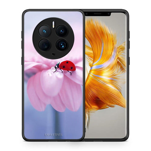 Θήκη Huawei Mate 50 Pro Ladybug Flower από τη Smartfits με σχέδιο στο πίσω μέρος και μαύρο περίβλημα | Huawei Mate 50 Pro Ladybug Flower Case with Colorful Back and Black Bezels