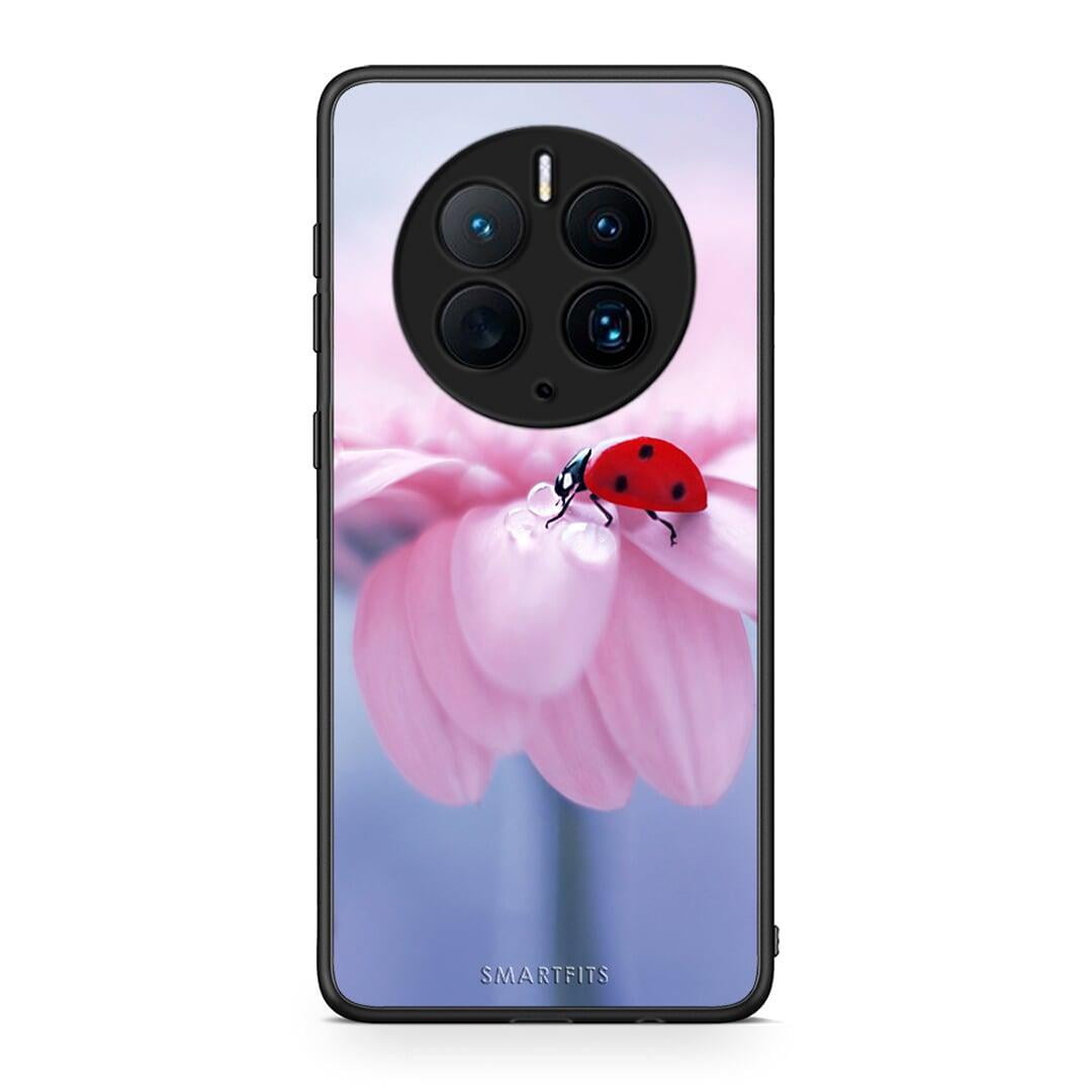 Θήκη Huawei Mate 50 Pro Ladybug Flower από τη Smartfits με σχέδιο στο πίσω μέρος και μαύρο περίβλημα | Huawei Mate 50 Pro Ladybug Flower Case with Colorful Back and Black Bezels