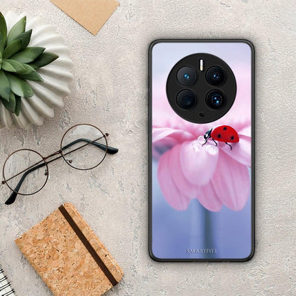 Θήκη Huawei Mate 50 Pro Ladybug Flower από τη Smartfits με σχέδιο στο πίσω μέρος και μαύρο περίβλημα | Huawei Mate 50 Pro Ladybug Flower Case with Colorful Back and Black Bezels