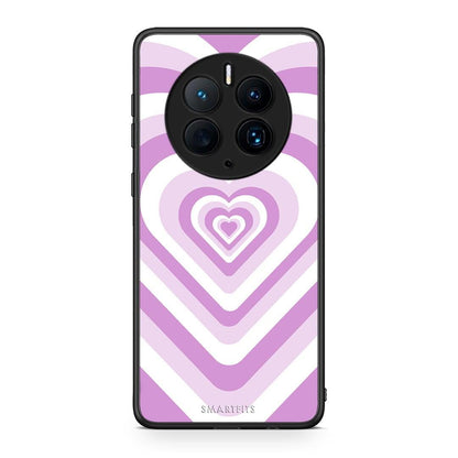 Θήκη Huawei Mate 50 Pro Lilac Hearts από τη Smartfits με σχέδιο στο πίσω μέρος και μαύρο περίβλημα | Huawei Mate 50 Pro Lilac Hearts Case with Colorful Back and Black Bezels