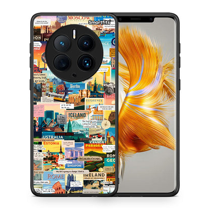Θήκη Huawei Mate 50 Pro Live To Travel από τη Smartfits με σχέδιο στο πίσω μέρος και μαύρο περίβλημα | Huawei Mate 50 Pro Live To Travel Case with Colorful Back and Black Bezels