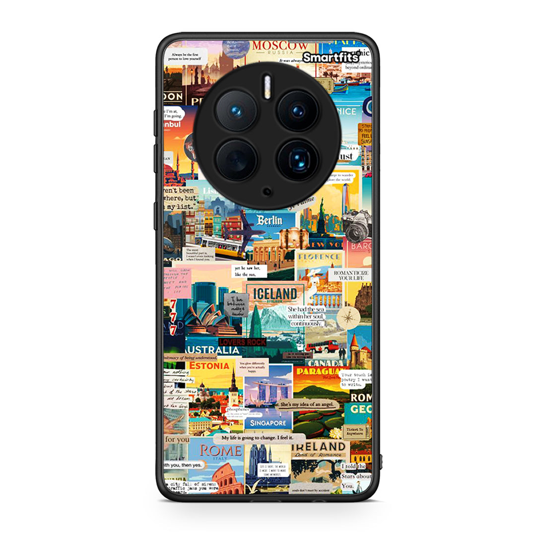 Θήκη Huawei Mate 50 Pro Live To Travel από τη Smartfits με σχέδιο στο πίσω μέρος και μαύρο περίβλημα | Huawei Mate 50 Pro Live To Travel Case with Colorful Back and Black Bezels