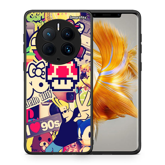 Θήκη Huawei Mate 50 Pro Love The 90s από τη Smartfits με σχέδιο στο πίσω μέρος και μαύρο περίβλημα | Huawei Mate 50 Pro Love The 90s Case with Colorful Back and Black Bezels