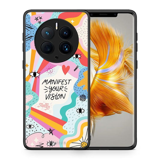 Θήκη Huawei Mate 50 Pro Manifest Your Vision από τη Smartfits με σχέδιο στο πίσω μέρος και μαύρο περίβλημα | Huawei Mate 50 Pro Manifest Your Vision Case with Colorful Back and Black Bezels
