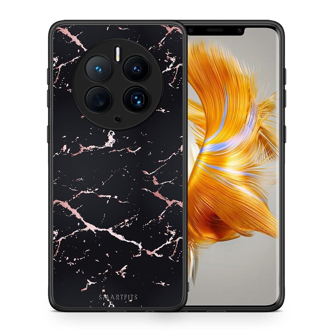 Θήκη Huawei Mate 50 Pro Marble Black Rosegold από τη Smartfits με σχέδιο στο πίσω μέρος και μαύρο περίβλημα | Huawei Mate 50 Pro Marble Black Rosegold Case with Colorful Back and Black Bezels