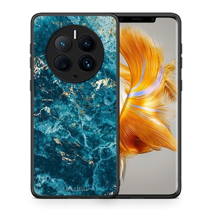 Θήκη Huawei Mate 50 Pro Marble Blue από τη Smartfits με σχέδιο στο πίσω μέρος και μαύρο περίβλημα | Huawei Mate 50 Pro Marble Blue Case with Colorful Back and Black Bezels