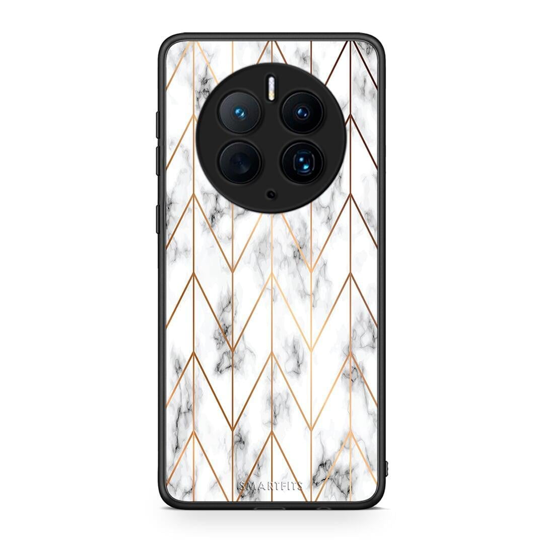 Θήκη Huawei Mate 50 Pro Marble Gold Geometric από τη Smartfits με σχέδιο στο πίσω μέρος και μαύρο περίβλημα | Huawei Mate 50 Pro Marble Gold Geometric Case with Colorful Back and Black Bezels