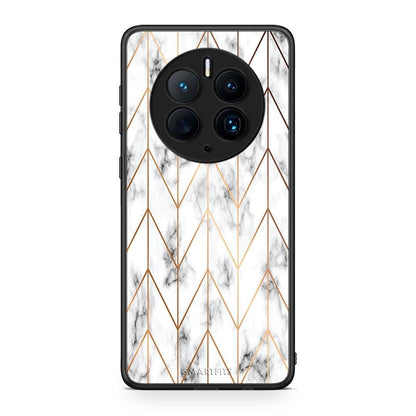 Θήκη Huawei Mate 50 Pro Marble Gold Geometric από τη Smartfits με σχέδιο στο πίσω μέρος και μαύρο περίβλημα | Huawei Mate 50 Pro Marble Gold Geometric Case with Colorful Back and Black Bezels