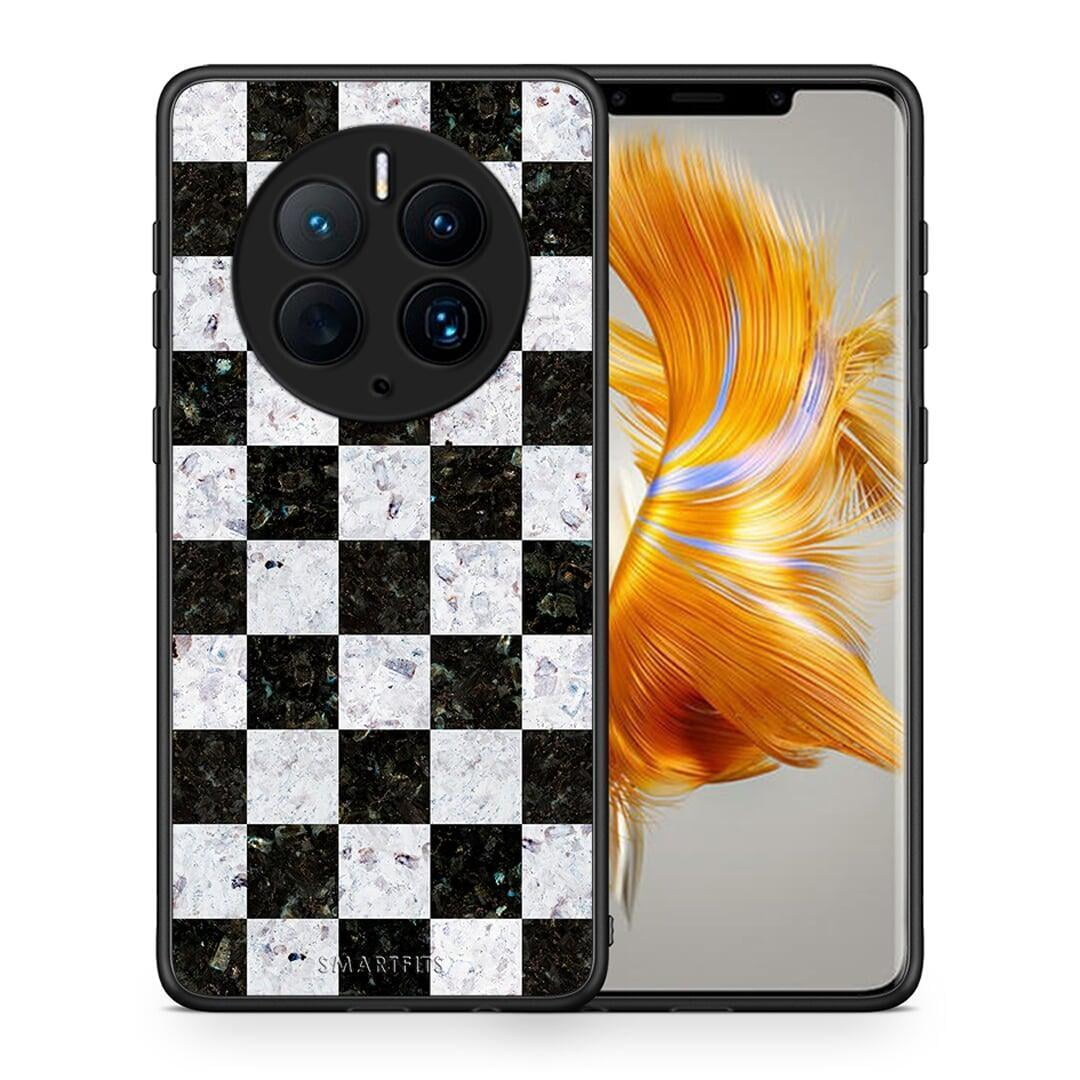 Θήκη Huawei Mate 50 Pro Marble Square Geometric από τη Smartfits με σχέδιο στο πίσω μέρος και μαύρο περίβλημα | Huawei Mate 50 Pro Marble Square Geometric Case with Colorful Back and Black Bezels