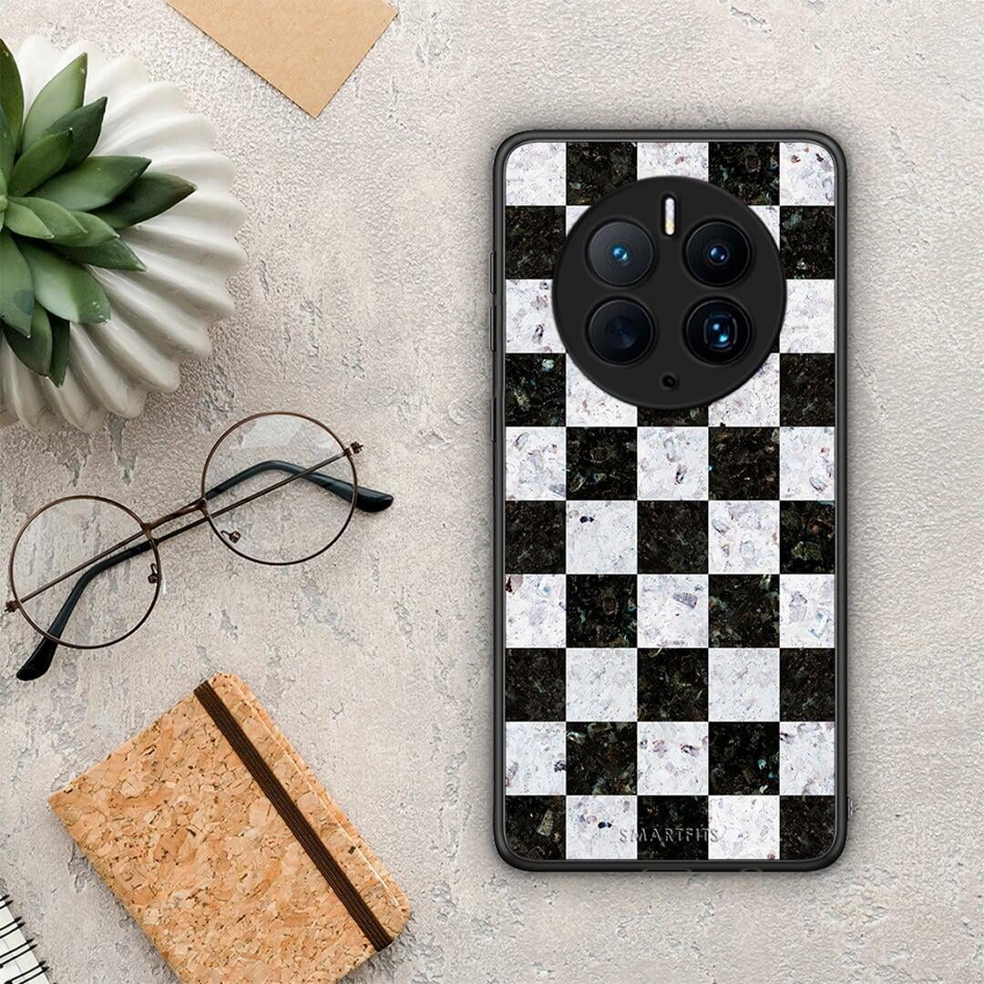 Θήκη Huawei Mate 50 Pro Marble Square Geometric από τη Smartfits με σχέδιο στο πίσω μέρος και μαύρο περίβλημα | Huawei Mate 50 Pro Marble Square Geometric Case with Colorful Back and Black Bezels
