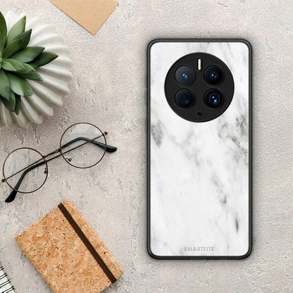 Θήκη Huawei Mate 50 Pro Marble White από τη Smartfits με σχέδιο στο πίσω μέρος και μαύρο περίβλημα | Huawei Mate 50 Pro Marble White Case with Colorful Back and Black Bezels