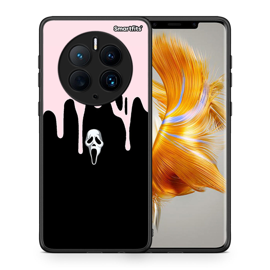 Θήκη Huawei Mate 50 Pro Melting Halloween Mask από τη Smartfits με σχέδιο στο πίσω μέρος και μαύρο περίβλημα | Huawei Mate 50 Pro Melting Halloween Mask Case with Colorful Back and Black Bezels