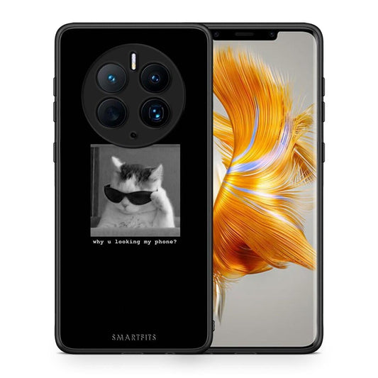 Θήκη Huawei Mate 50 Pro Meme Cat από τη Smartfits με σχέδιο στο πίσω μέρος και μαύρο περίβλημα | Huawei Mate 50 Pro Meme Cat Case with Colorful Back and Black Bezels