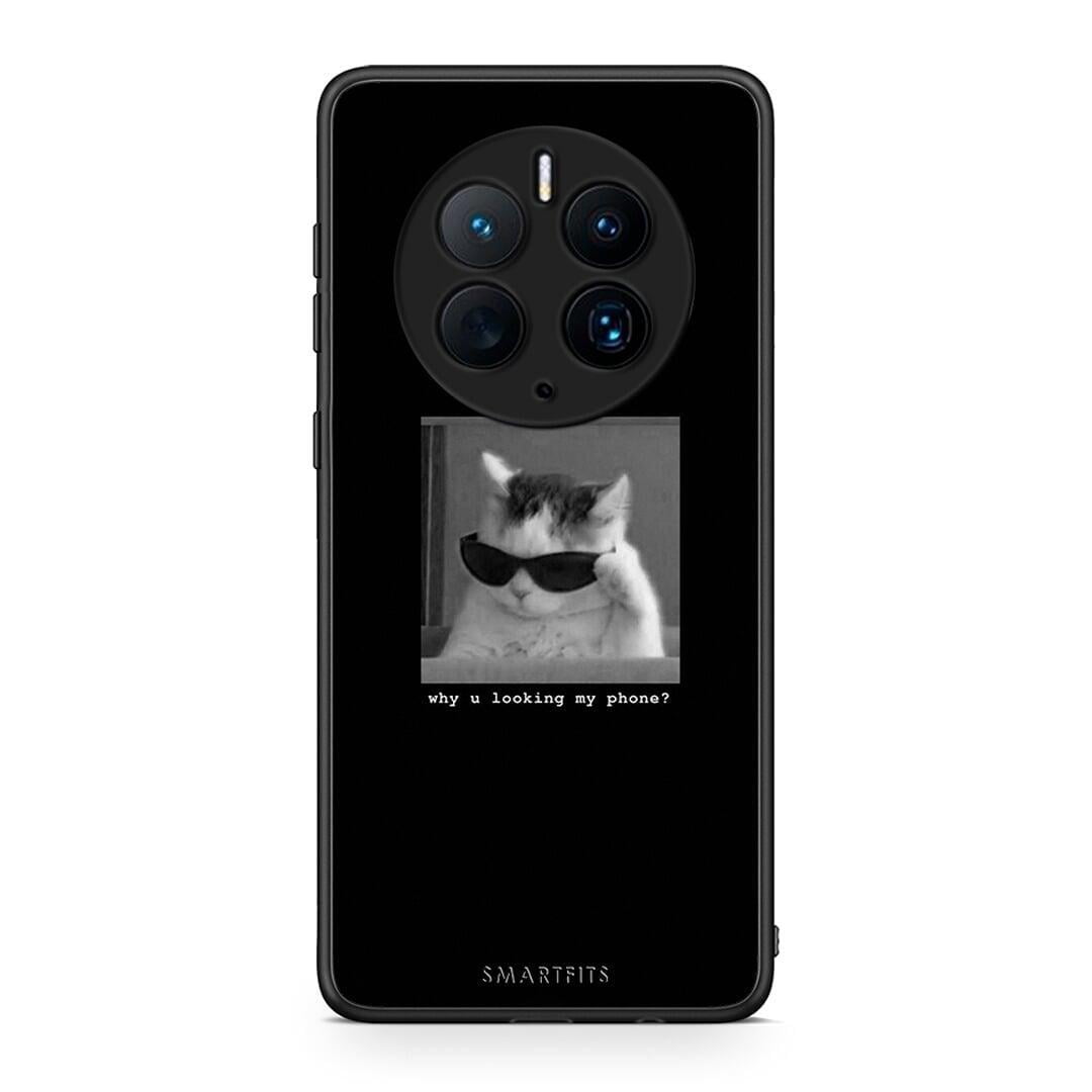 Θήκη Huawei Mate 50 Pro Meme Cat από τη Smartfits με σχέδιο στο πίσω μέρος και μαύρο περίβλημα | Huawei Mate 50 Pro Meme Cat Case with Colorful Back and Black Bezels