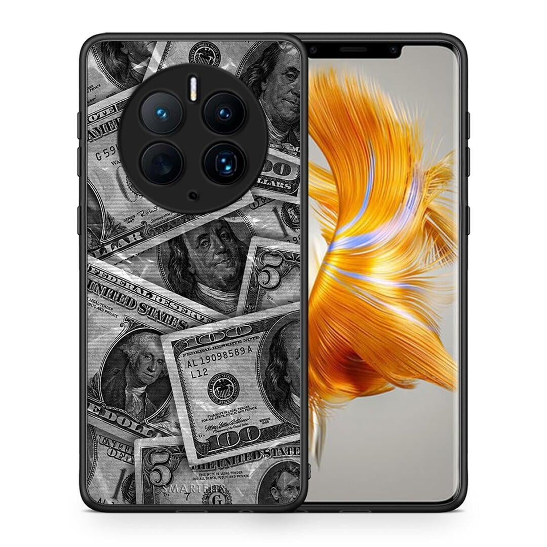 Θήκη Huawei Mate 50 Pro Money Dollars από τη Smartfits με σχέδιο στο πίσω μέρος και μαύρο περίβλημα | Huawei Mate 50 Pro Money Dollars Case with Colorful Back and Black Bezels