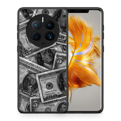 Θήκη Huawei Mate 50 Pro Money Dollars από τη Smartfits με σχέδιο στο πίσω μέρος και μαύρο περίβλημα | Huawei Mate 50 Pro Money Dollars Case with Colorful Back and Black Bezels