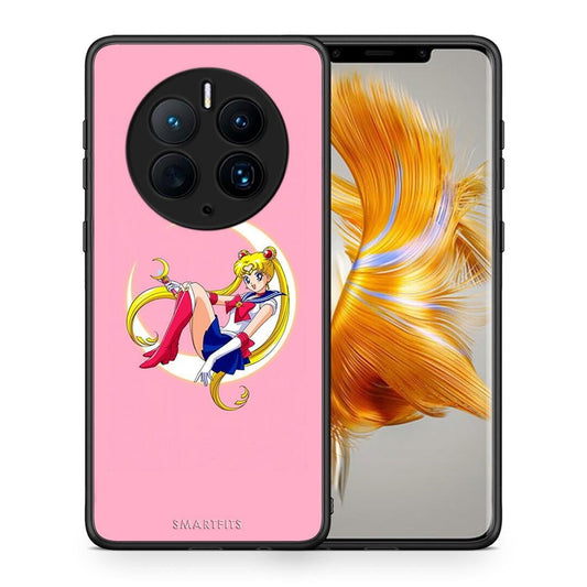 Θήκη Huawei Mate 50 Pro Moon Girl από τη Smartfits με σχέδιο στο πίσω μέρος και μαύρο περίβλημα | Huawei Mate 50 Pro Moon Girl Case with Colorful Back and Black Bezels