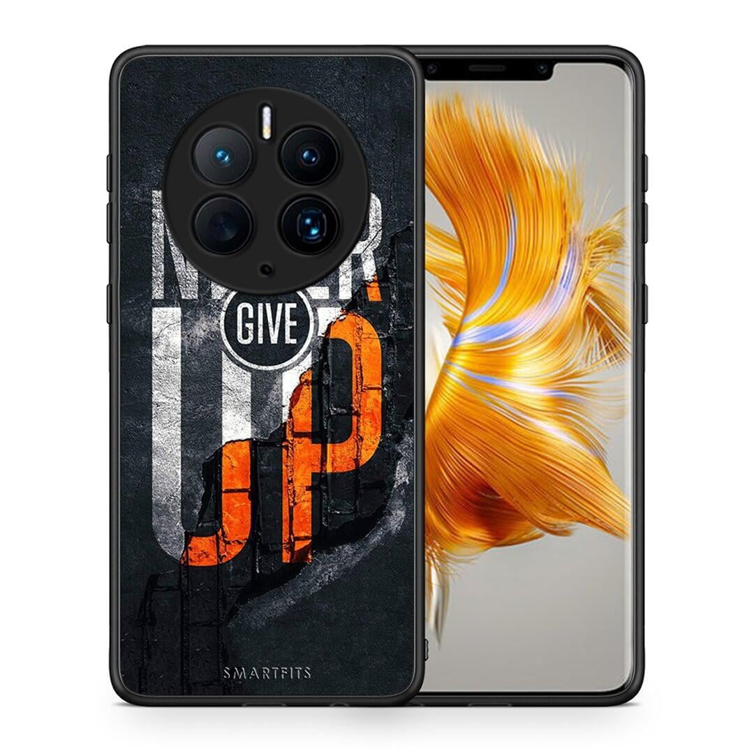 Θήκη Huawei Mate 50 Pro Never Give Up από τη Smartfits με σχέδιο στο πίσω μέρος και μαύρο περίβλημα | Huawei Mate 50 Pro Never Give Up Case with Colorful Back and Black Bezels