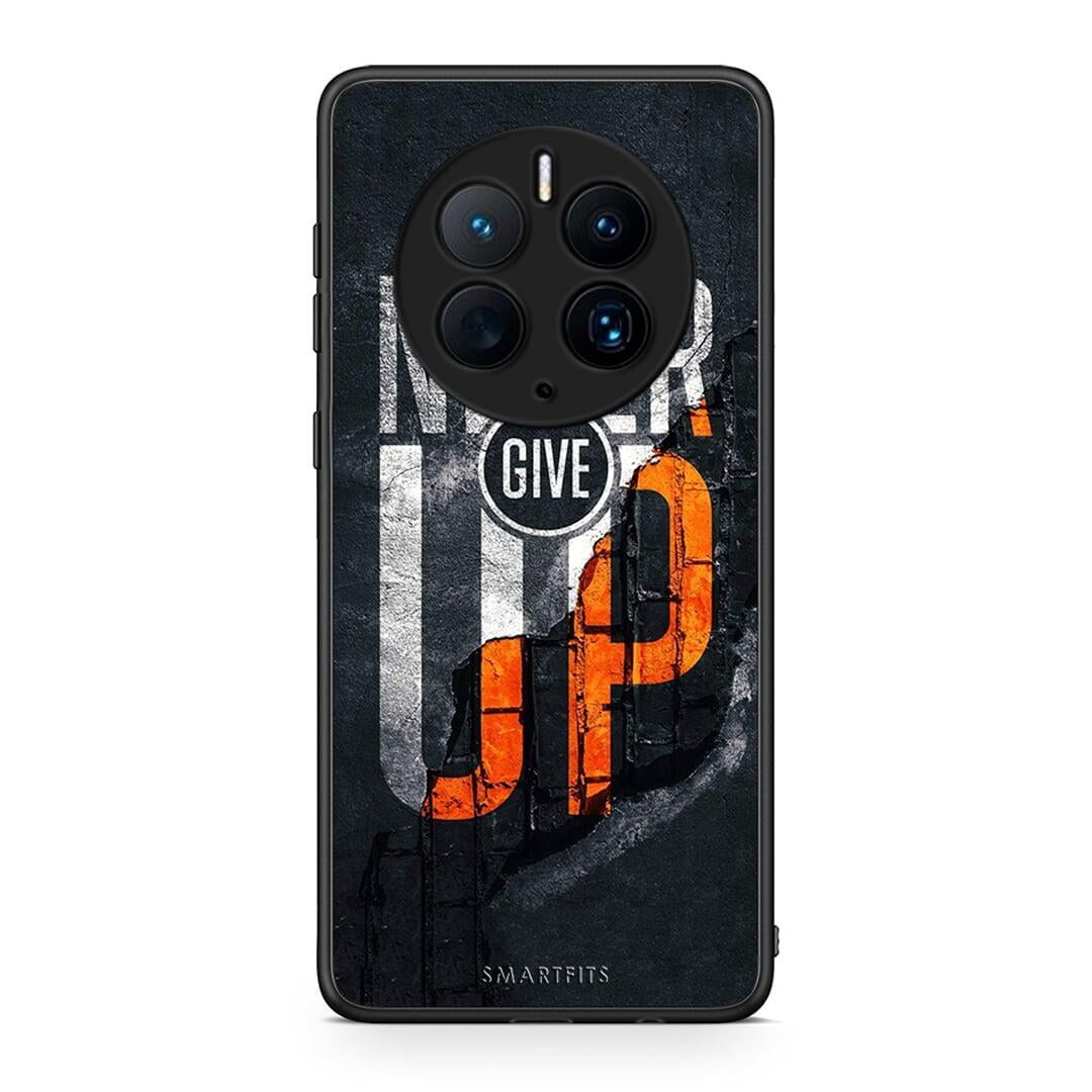 Θήκη Huawei Mate 50 Pro Never Give Up από τη Smartfits με σχέδιο στο πίσω μέρος και μαύρο περίβλημα | Huawei Mate 50 Pro Never Give Up Case with Colorful Back and Black Bezels