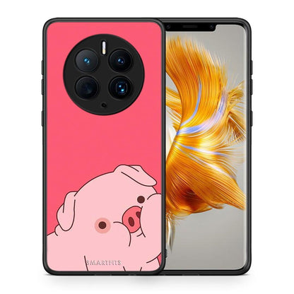 Θήκη Huawei Mate 50 Pro Pig Love 1 από τη Smartfits με σχέδιο στο πίσω μέρος και μαύρο περίβλημα | Huawei Mate 50 Pro Pig Love 1 Case with Colorful Back and Black Bezels