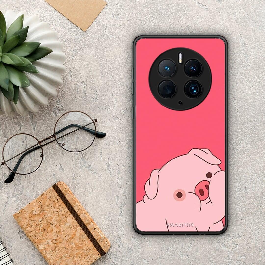 Θήκη Huawei Mate 50 Pro Pig Love 1 από τη Smartfits με σχέδιο στο πίσω μέρος και μαύρο περίβλημα | Huawei Mate 50 Pro Pig Love 1 Case with Colorful Back and Black Bezels