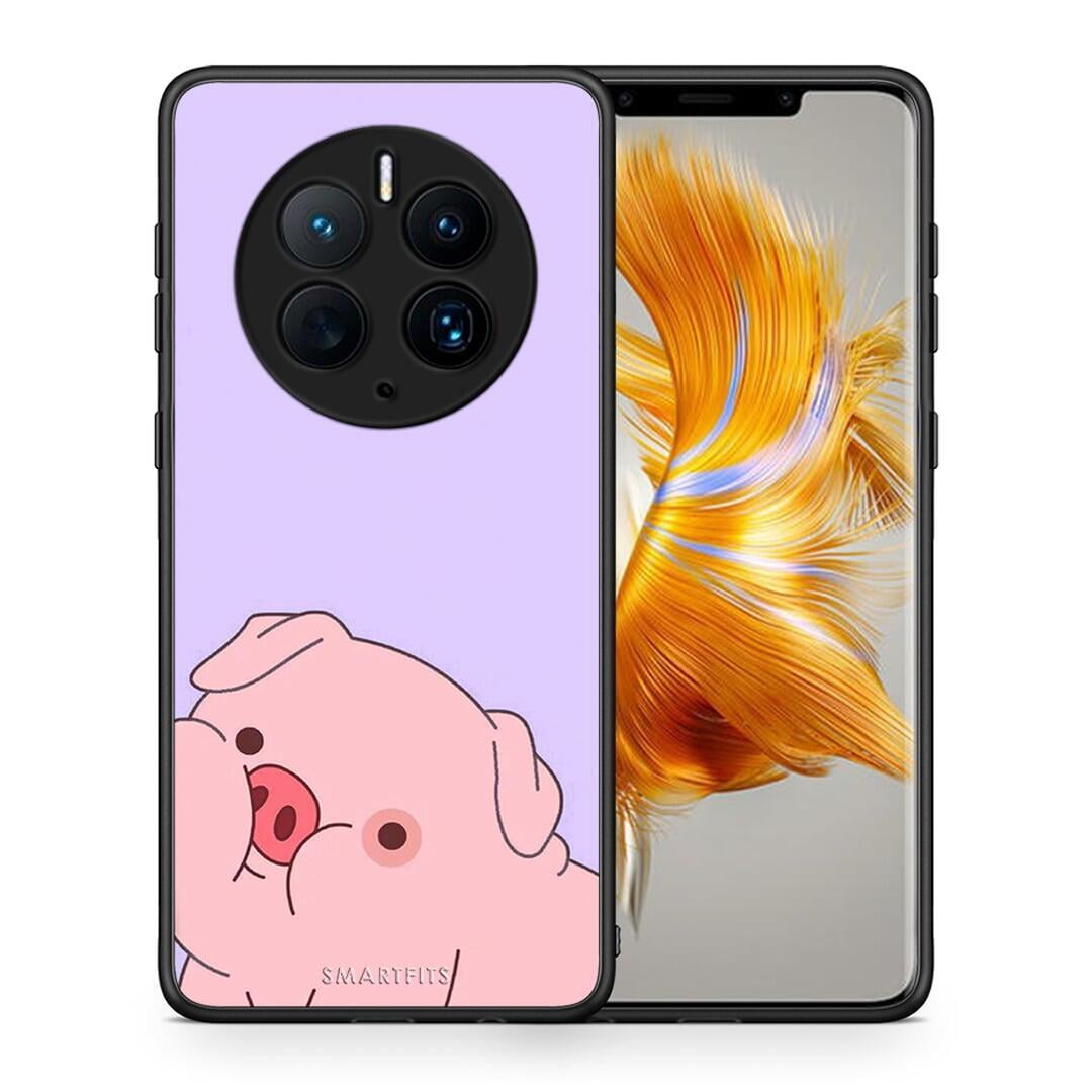Θήκη Huawei Mate 50 Pro Pig Love 2 από τη Smartfits με σχέδιο στο πίσω μέρος και μαύρο περίβλημα | Huawei Mate 50 Pro Pig Love 2 Case with Colorful Back and Black Bezels