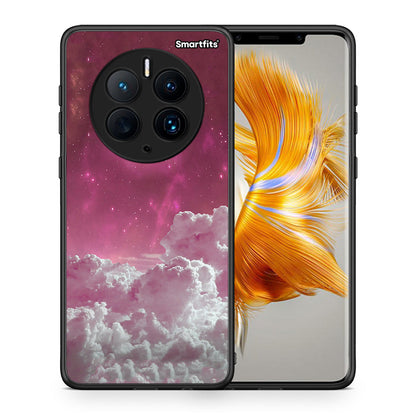 Θήκη Huawei Mate 50 Pro Pink Moon από τη Smartfits με σχέδιο στο πίσω μέρος και μαύρο περίβλημα | Huawei Mate 50 Pro Pink Moon Case with Colorful Back and Black Bezels