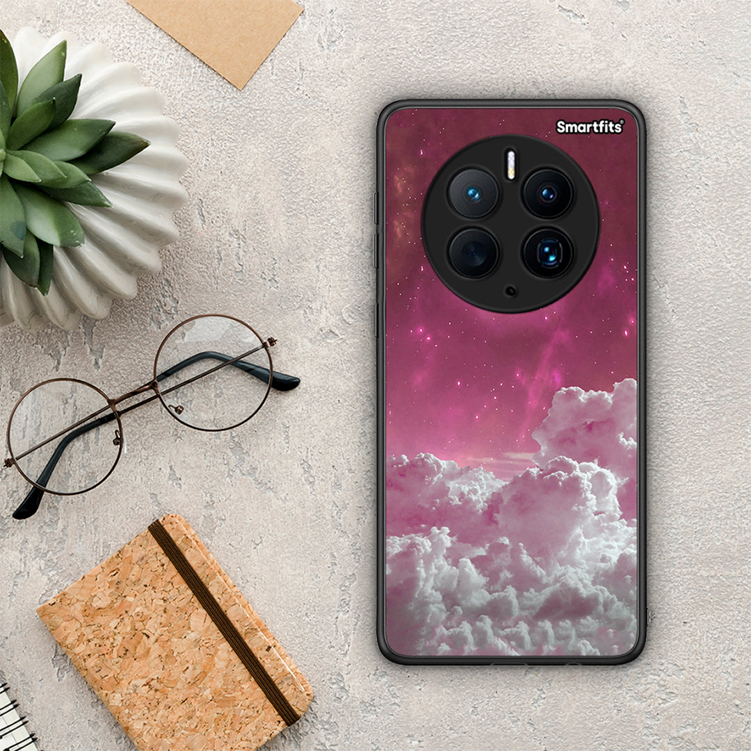 Θήκη Huawei Mate 50 Pro Pink Moon από τη Smartfits με σχέδιο στο πίσω μέρος και μαύρο περίβλημα | Huawei Mate 50 Pro Pink Moon Case with Colorful Back and Black Bezels