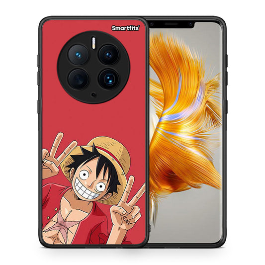 Θήκη Huawei Mate 50 Pro Pirate Luffy από τη Smartfits με σχέδιο στο πίσω μέρος και μαύρο περίβλημα | Huawei Mate 50 Pro Pirate Luffy Case with Colorful Back and Black Bezels