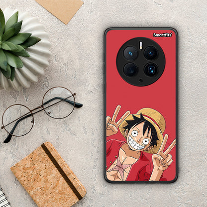 Θήκη Huawei Mate 50 Pro Pirate Luffy από τη Smartfits με σχέδιο στο πίσω μέρος και μαύρο περίβλημα | Huawei Mate 50 Pro Pirate Luffy Case with Colorful Back and Black Bezels