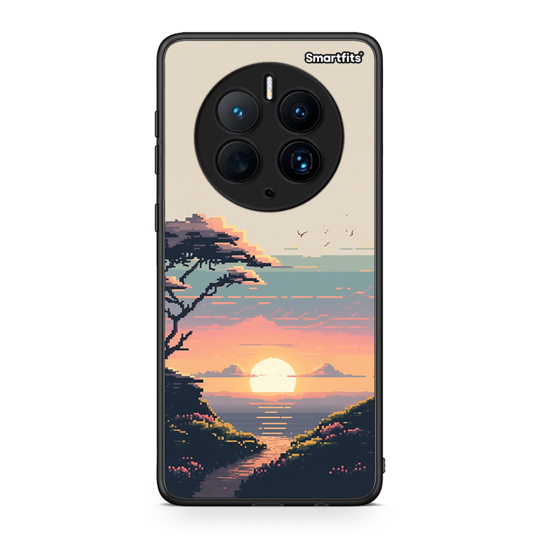Θήκη Huawei Mate 50 Pro Pixel Sunset από τη Smartfits με σχέδιο στο πίσω μέρος και μαύρο περίβλημα | Huawei Mate 50 Pro Pixel Sunset Case with Colorful Back and Black Bezels